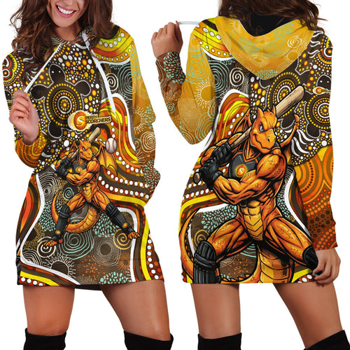 Perth Scorchers Hoodie Dress Indigenous Dot Art Superhero Batter Tribal Pattern