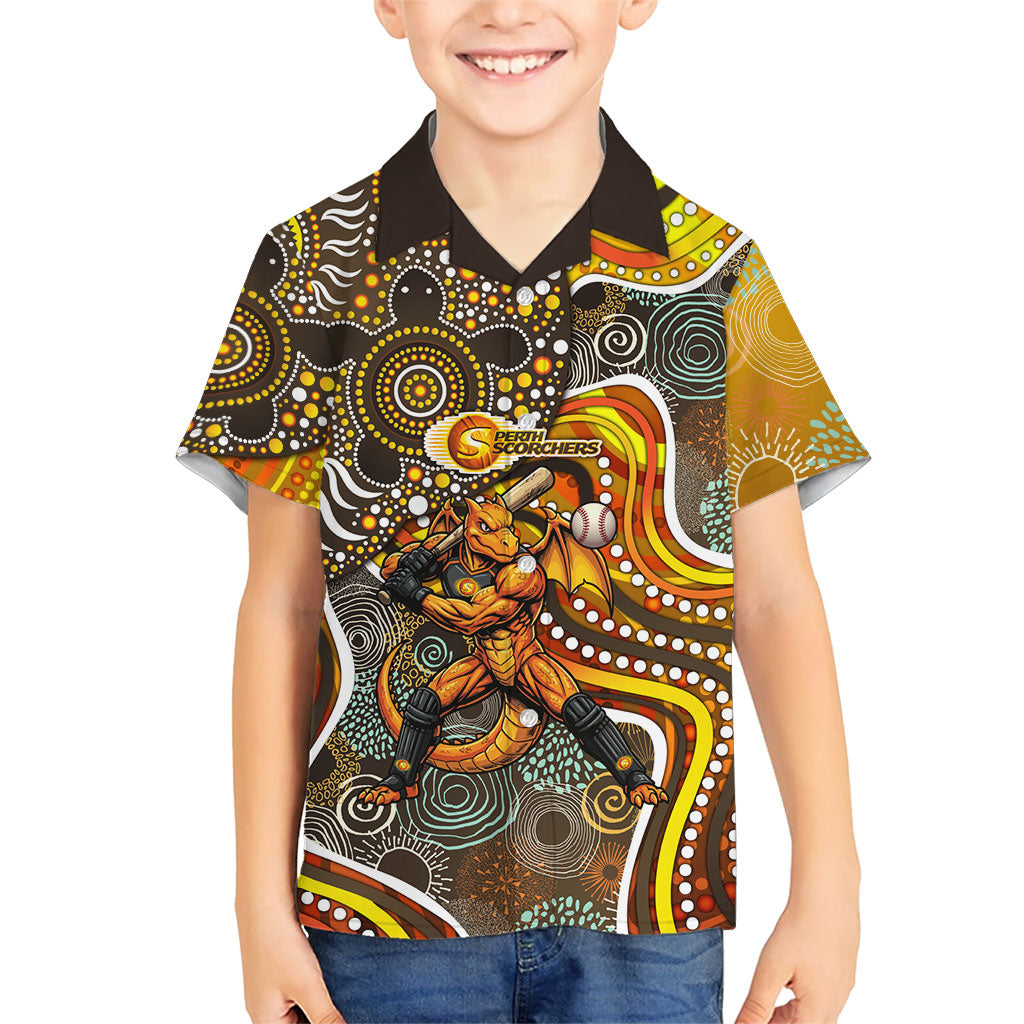 Perth Scorchers Kid Hawaiian Shirt Indigenous Dot Art Superhero Batter Tribal Pattern