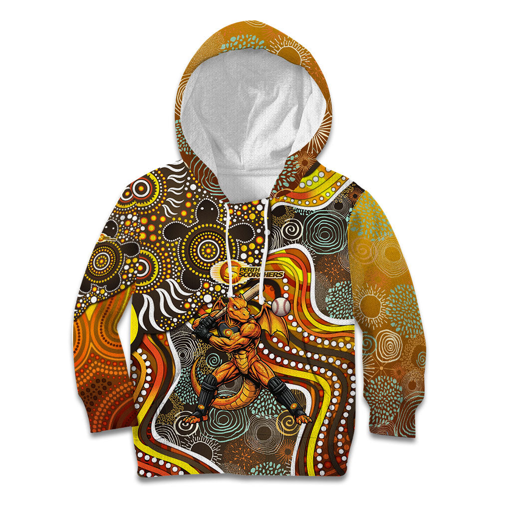 Perth Scorchers Kid Hoodie Indigenous Dot Art Superhero Batter Tribal Pattern