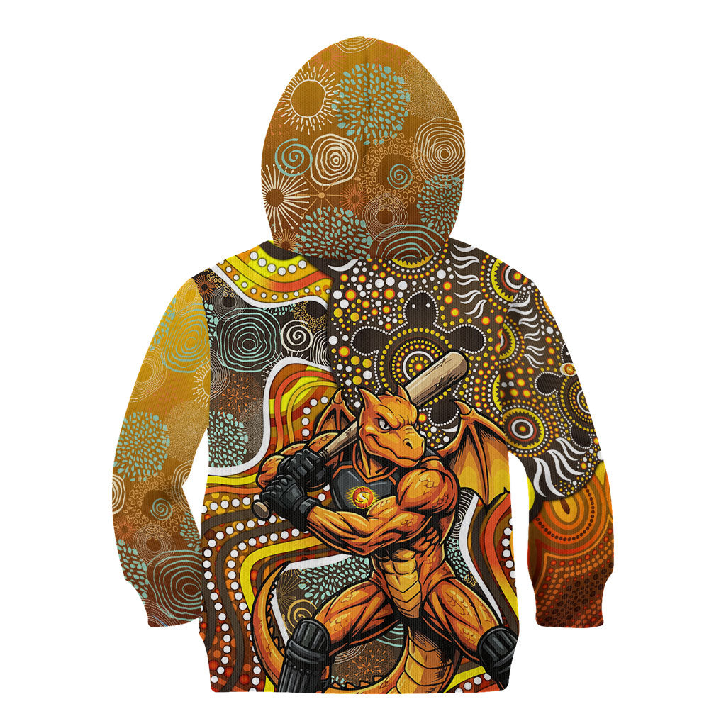 Perth Scorchers Kid Hoodie Indigenous Dot Art Superhero Batter Tribal Pattern