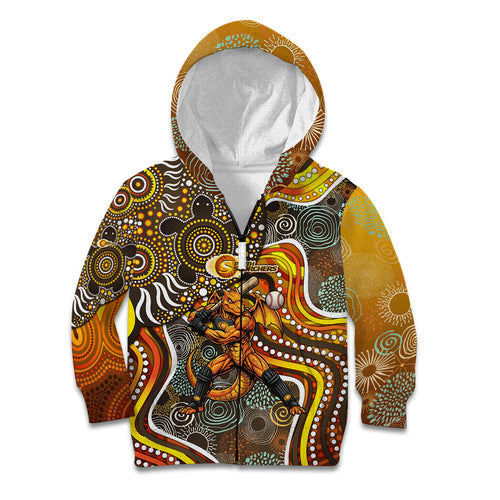 Perth Scorchers Kid Hoodie Indigenous Dot Art Superhero Batter Tribal Pattern