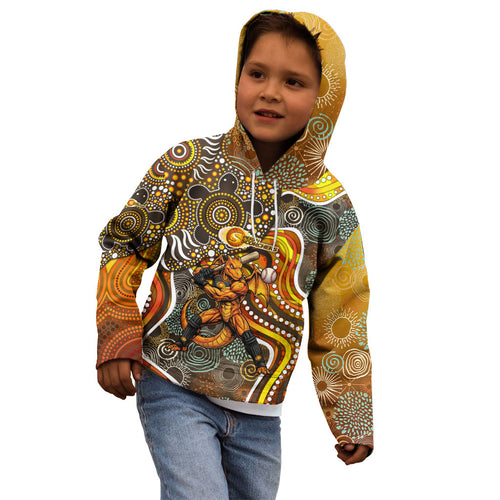 Perth Scorchers Kid Hoodie Indigenous Dot Art Superhero Batter Tribal Pattern