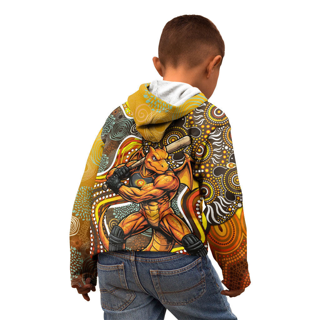 Perth Scorchers Kid Hoodie Indigenous Dot Art Superhero Batter Tribal Pattern
