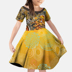 Perth Scorchers Kid Short Sleeve Dress Indigenous Dot Art Superhero Batter Tribal Pattern