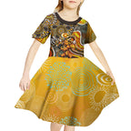 Perth Scorchers Kid Short Sleeve Dress Indigenous Dot Art Superhero Batter Tribal Pattern