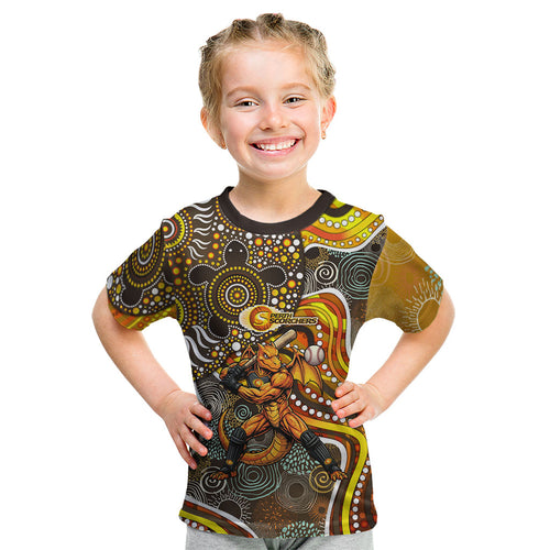 Perth Scorchers Kid T Shirt Indigenous Dot Art Superhero Batter Tribal Pattern
