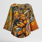Perth Scorchers Kimono Sleeve Blouse Indigenous Dot Art Superhero Batter Tribal Pattern