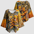 Perth Scorchers Kimono Sleeve Blouse Indigenous Dot Art Superhero Batter Tribal Pattern