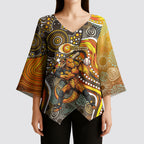 Perth Scorchers Kimono Sleeve Blouse Indigenous Dot Art Superhero Batter Tribal Pattern