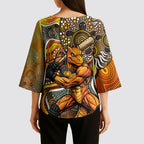 Perth Scorchers Kimono Sleeve Blouse Indigenous Dot Art Superhero Batter Tribal Pattern