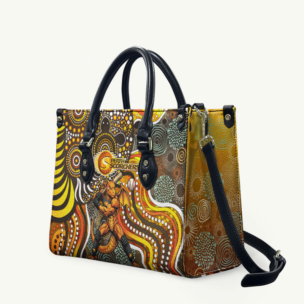 Perth Scorchers Leather Bag Indigenous Dot Art Superhero Batter Tribal Pattern