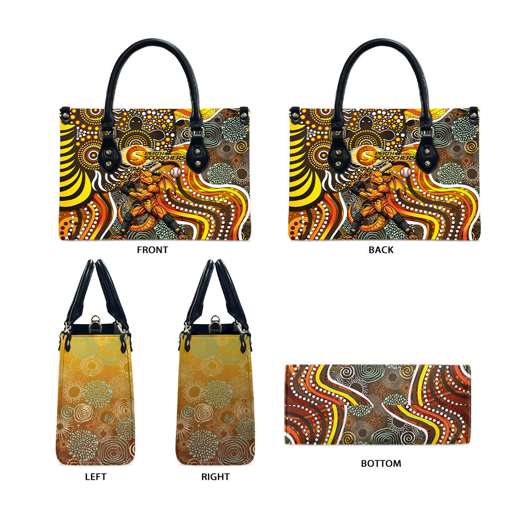 Perth Scorchers Leather Bag Indigenous Dot Art Superhero Batter Tribal Pattern