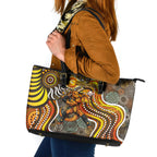 Perth Scorchers Leather Tote Bag Indigenous Dot Art Superhero Batter Tribal Pattern