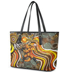 Perth Scorchers Leather Tote Bag Indigenous Dot Art Superhero Batter Tribal Pattern