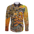 Perth Scorchers Long Sleeve Button Shirt Indigenous Dot Art Superhero Batter Tribal Pattern