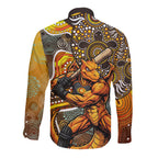 Perth Scorchers Long Sleeve Button Shirt Indigenous Dot Art Superhero Batter Tribal Pattern