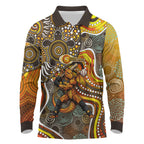 Perth Scorchers Long Sleeve Polo Shirt Indigenous Dot Art Superhero Batter Tribal Pattern