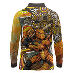 Perth Scorchers Long Sleeve Polo Shirt Indigenous Dot Art Superhero Batter Tribal Pattern