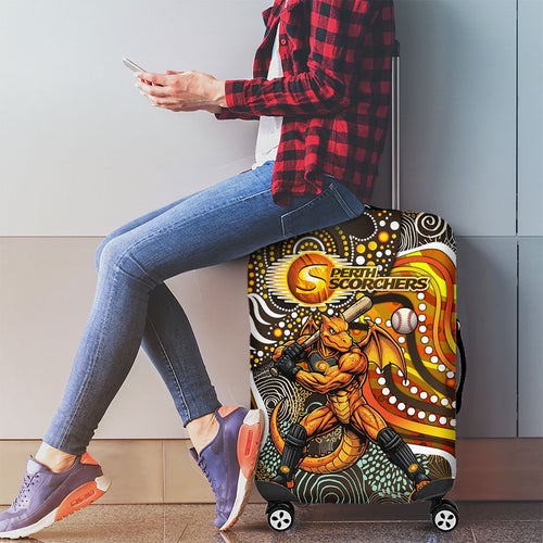 Perth Scorchers Luggage Cover Indigenous Dot Art Superhero Batter Tribal Pattern