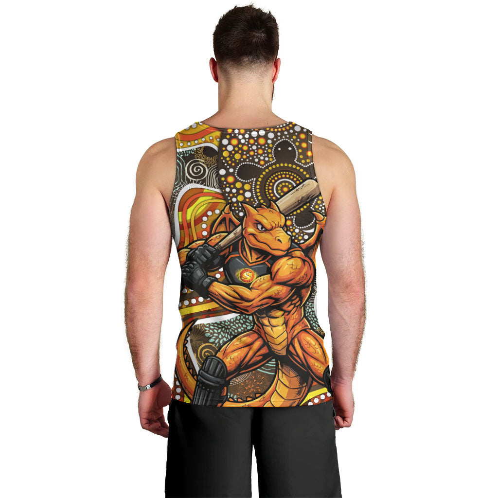 Perth Scorchers Men Tank Top Indigenous Dot Art Superhero Batter Tribal Pattern