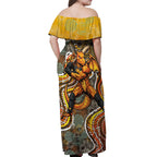 Perth Scorchers Off Shoulder Maxi Dress Indigenous Dot Art Superhero Batter Tribal Pattern