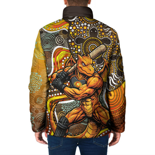 Perth Scorchers Padded Jacket Indigenous Dot Art Superhero Batter Tribal Pattern