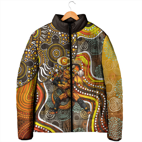 Perth Scorchers Padded Jacket Indigenous Dot Art Superhero Batter Tribal Pattern