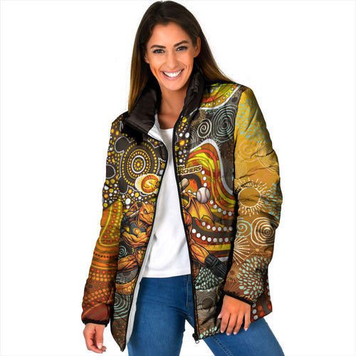 Perth Scorchers Padded Jacket Indigenous Dot Art Superhero Batter Tribal Pattern