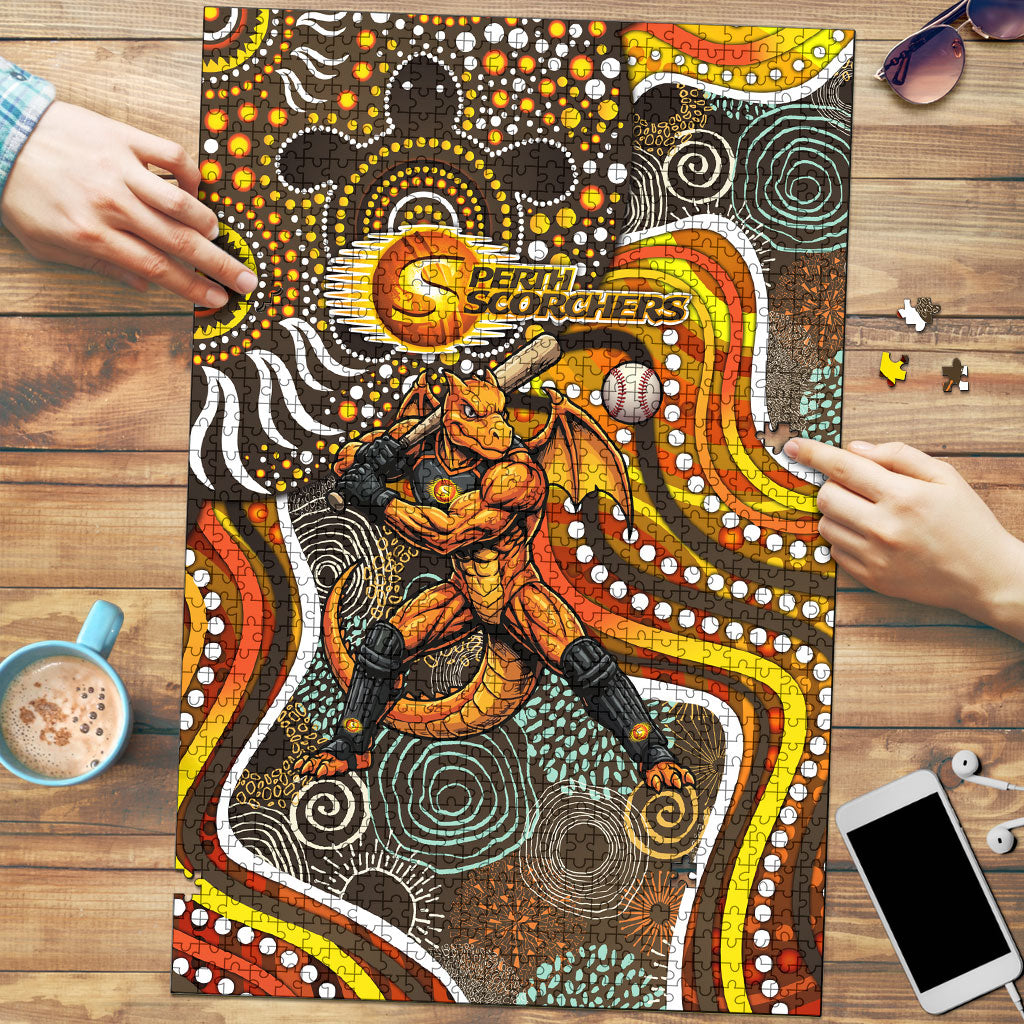 Perth Scorchers Puzzle Indigenous Dot Art Superhero Batter Tribal Pattern