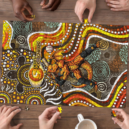Perth Scorchers Puzzle Indigenous Dot Art Superhero Batter Tribal Pattern