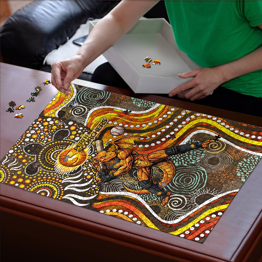 Perth Scorchers Puzzle Indigenous Dot Art Superhero Batter Tribal Pattern