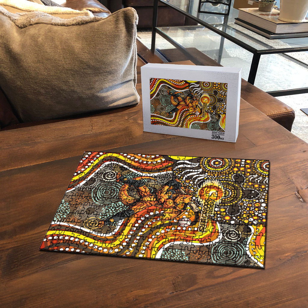 Perth Scorchers Puzzle Indigenous Dot Art Superhero Batter Tribal Pattern