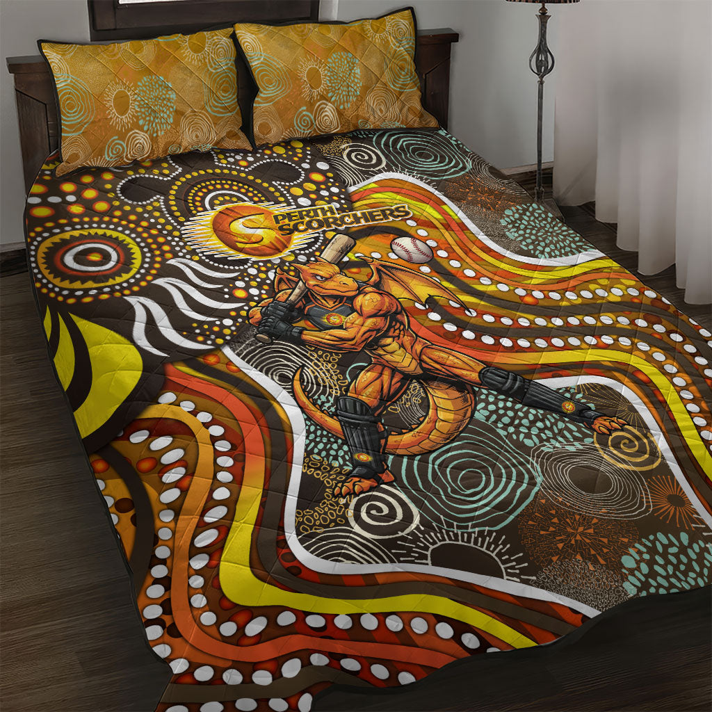 Perth Scorchers Quilt Bed Set Indigenous Dot Art Superhero Batter Tribal Pattern