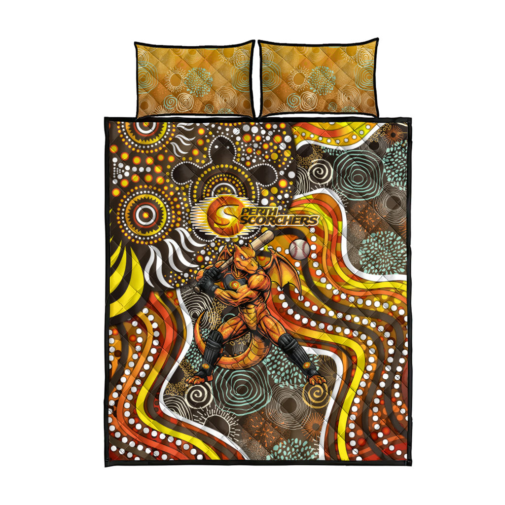 Perth Scorchers Quilt Bed Set Indigenous Dot Art Superhero Batter Tribal Pattern