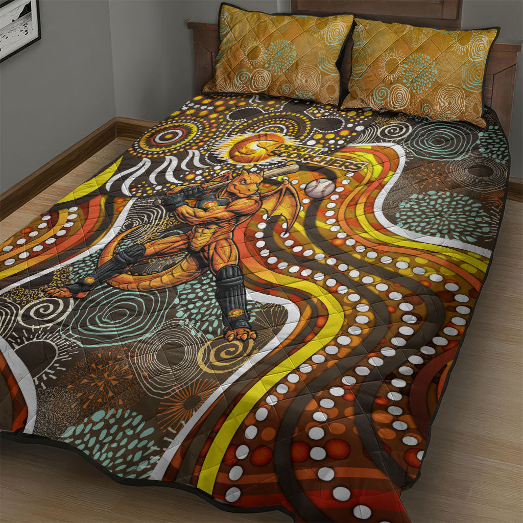 Perth Scorchers Quilt Bed Set Indigenous Dot Art Superhero Batter Tribal Pattern