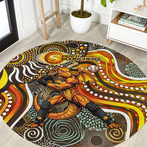 Perth Scorchers Round Carpet Indigenous Dot Art Superhero Batter Tribal Pattern