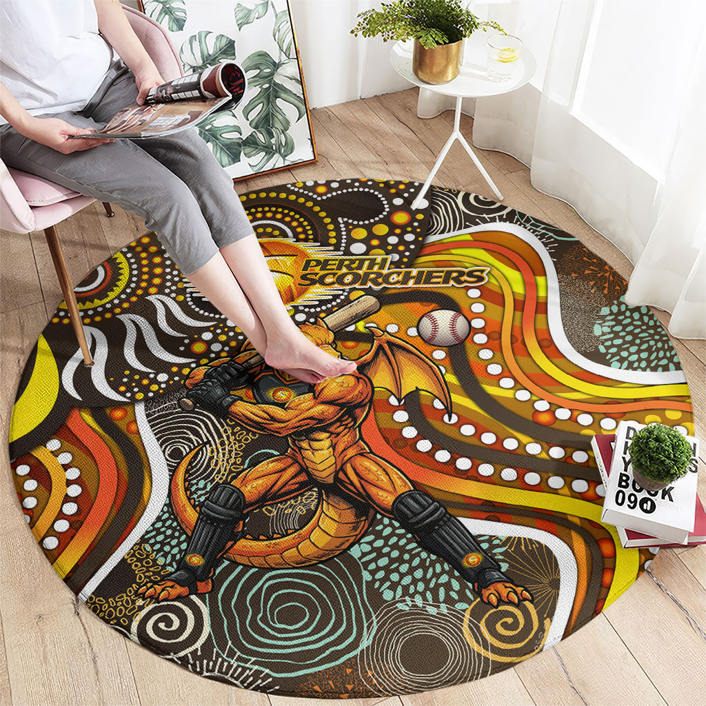 Perth Scorchers Round Carpet Indigenous Dot Art Superhero Batter Tribal Pattern
