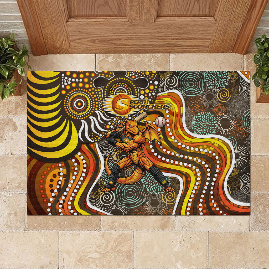 Perth Scorchers Rubber Doormat Indigenous Dot Art Superhero Batter Tribal Pattern