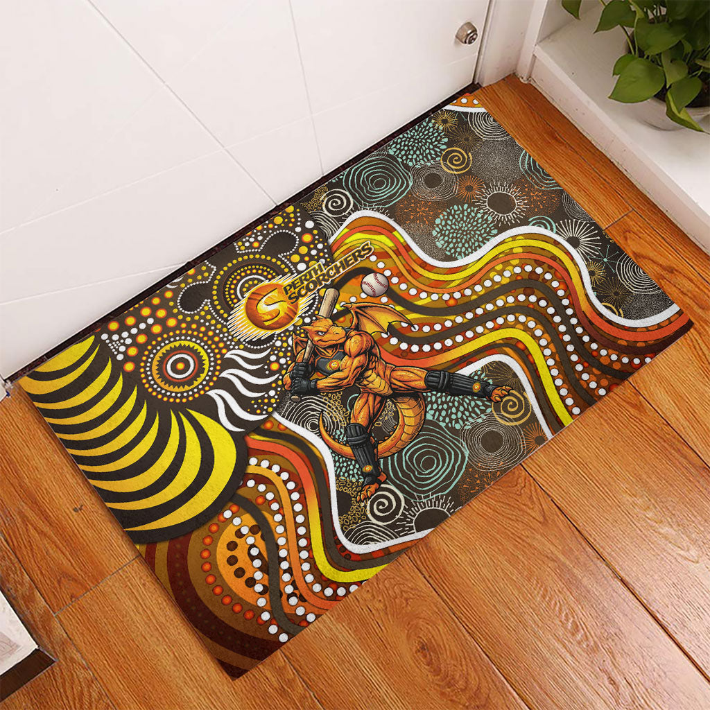 Perth Scorchers Rubber Doormat Indigenous Dot Art Superhero Batter Tribal Pattern