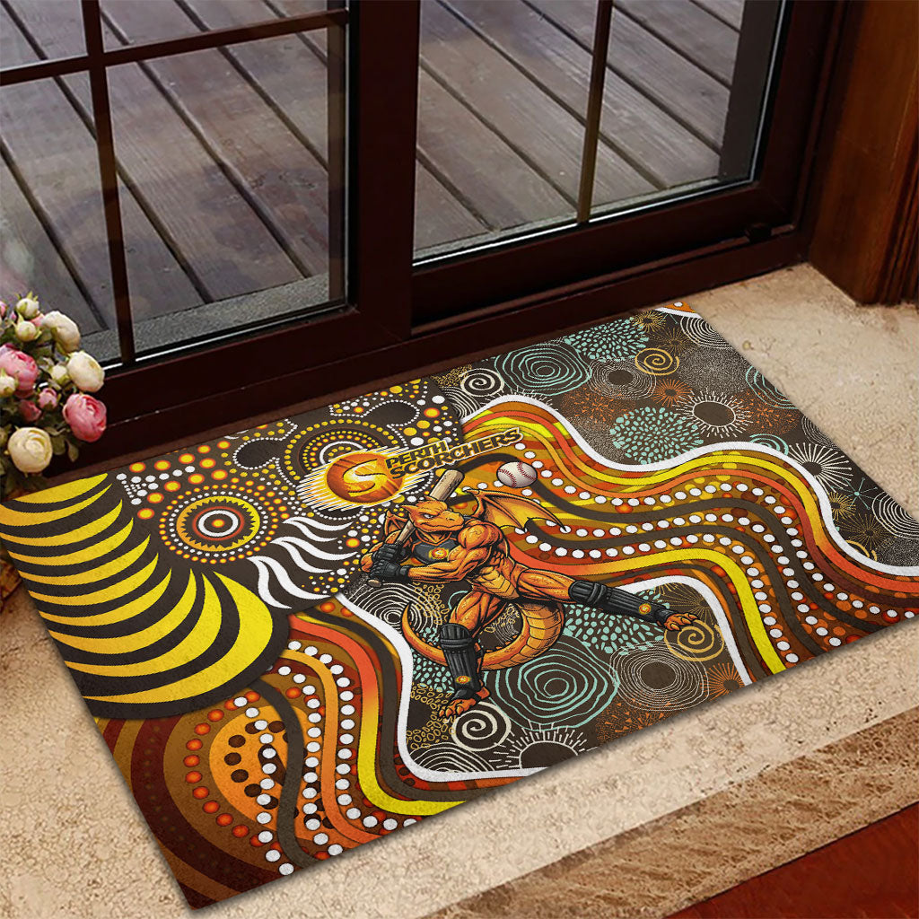 Perth Scorchers Rubber Doormat Indigenous Dot Art Superhero Batter Tribal Pattern