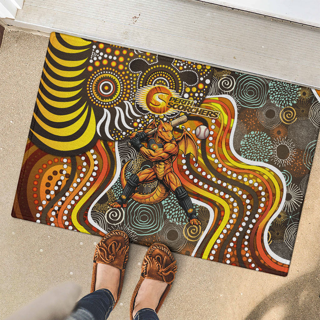 Perth Scorchers Rubber Doormat Indigenous Dot Art Superhero Batter Tribal Pattern