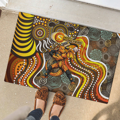 Perth Scorchers Rubber Doormat Indigenous Dot Art Superhero Batter Tribal Pattern