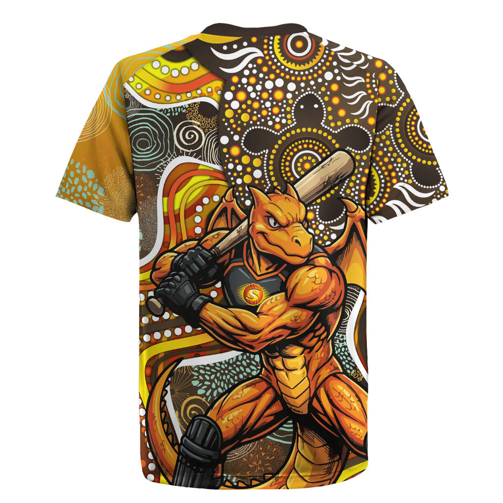 Perth Scorchers Rugby Jersey Indigenous Dot Art Superhero Batter Tribal Pattern