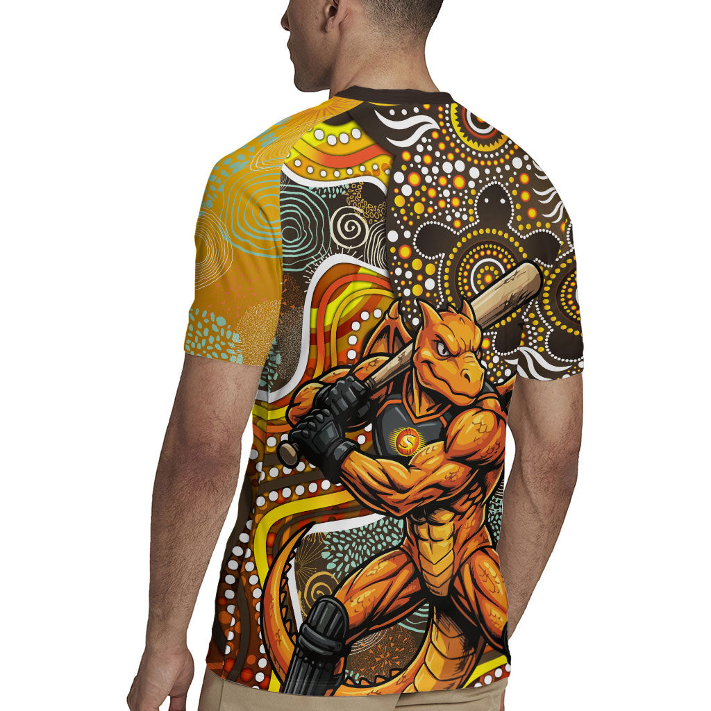 Perth Scorchers Rugby Jersey Indigenous Dot Art Superhero Batter Tribal Pattern