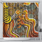 Perth Scorchers Shower Curtain Indigenous Dot Art Superhero Batter Tribal Pattern