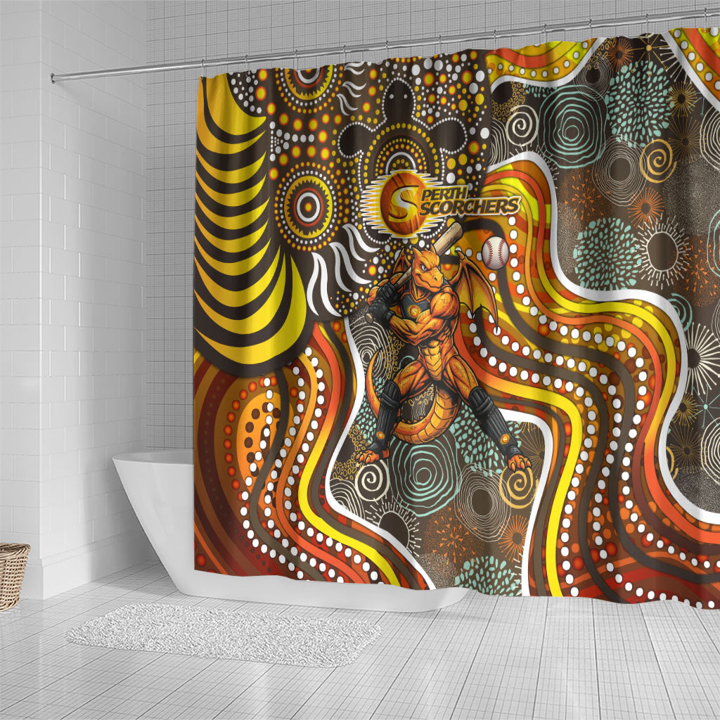 Perth Scorchers Shower Curtain Indigenous Dot Art Superhero Batter Tribal Pattern