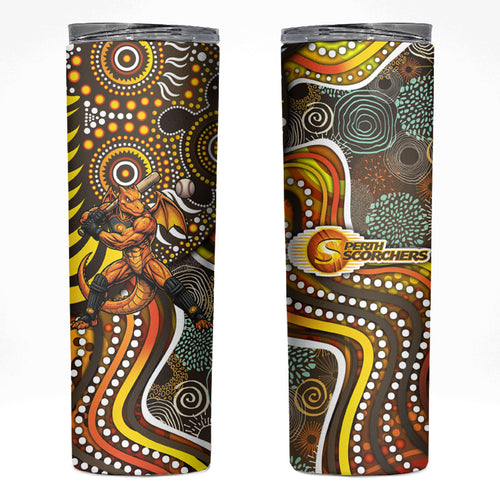 Perth Scorchers Skinny Tumbler Indigenous Dot Art Superhero Batter Tribal Pattern