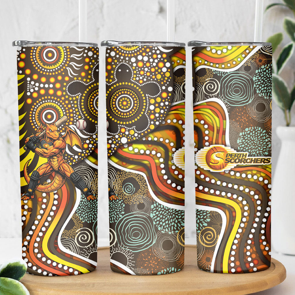 Perth Scorchers Skinny Tumbler Indigenous Dot Art Superhero Batter Tribal Pattern
