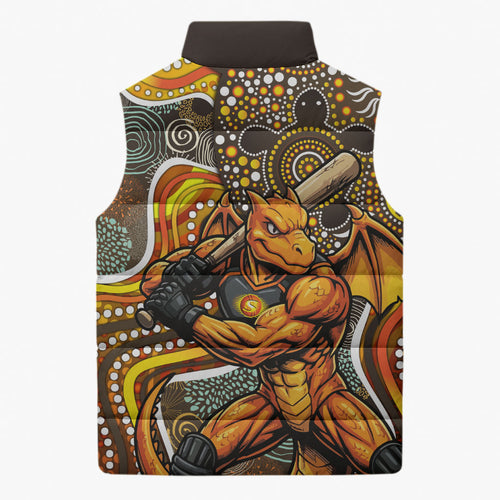 Perth Scorchers Sleeveless Puffer Jacket Indigenous Dot Art Superhero Batter Tribal Pattern