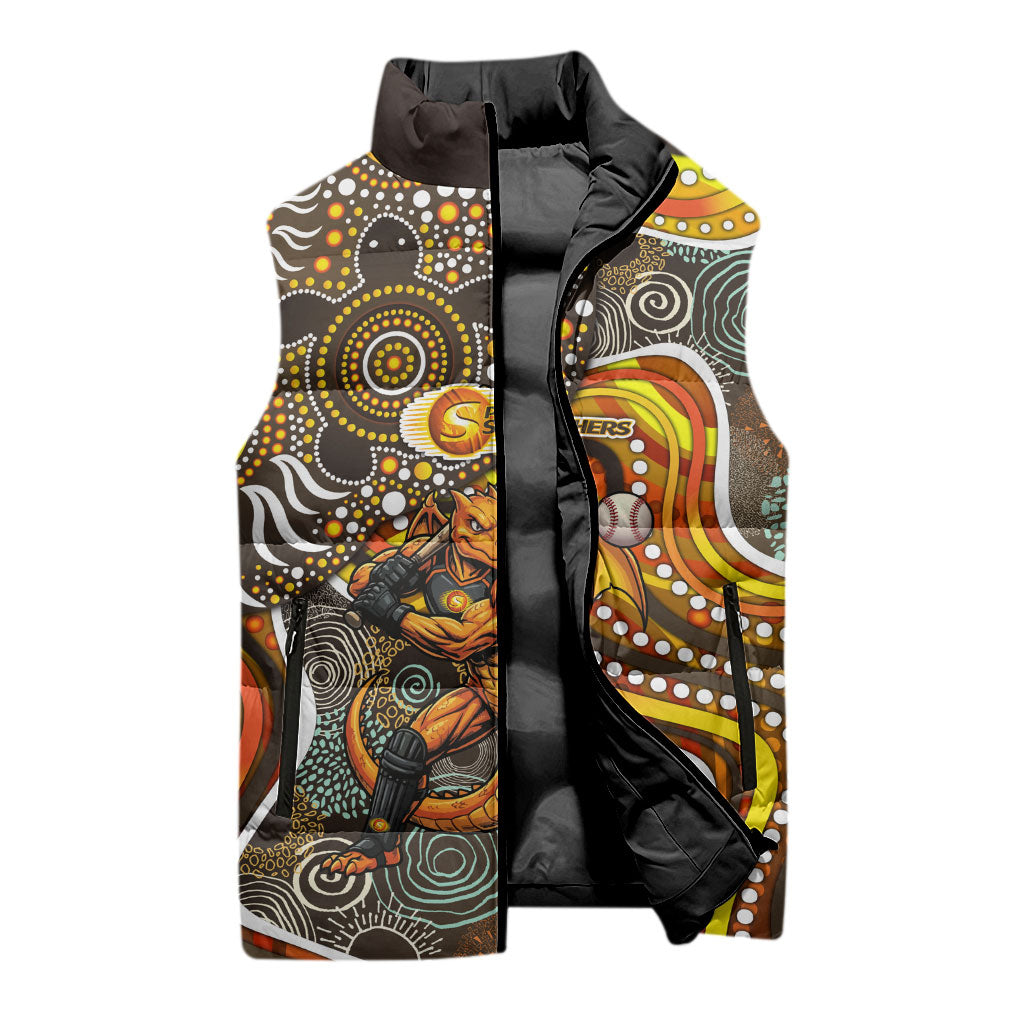Perth Scorchers Sleeveless Puffer Jacket Indigenous Dot Art Superhero Batter Tribal Pattern